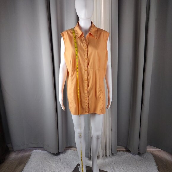 Apostrophe Women’s Orange, Button Up, Sleeveless, Lightweight Blouse Size 16W - Picture 6 of 11